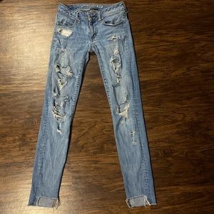 American Eagle Ripped Distressed Blue Jeans